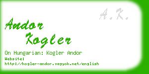 andor kogler business card